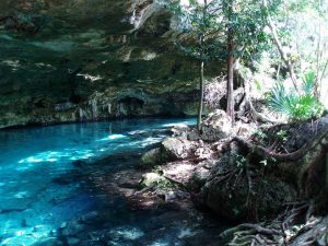 Cenote 2 Ojos located close to Tulum area.