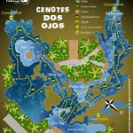 Map of Cenote dos ojos, Tulum Mexico